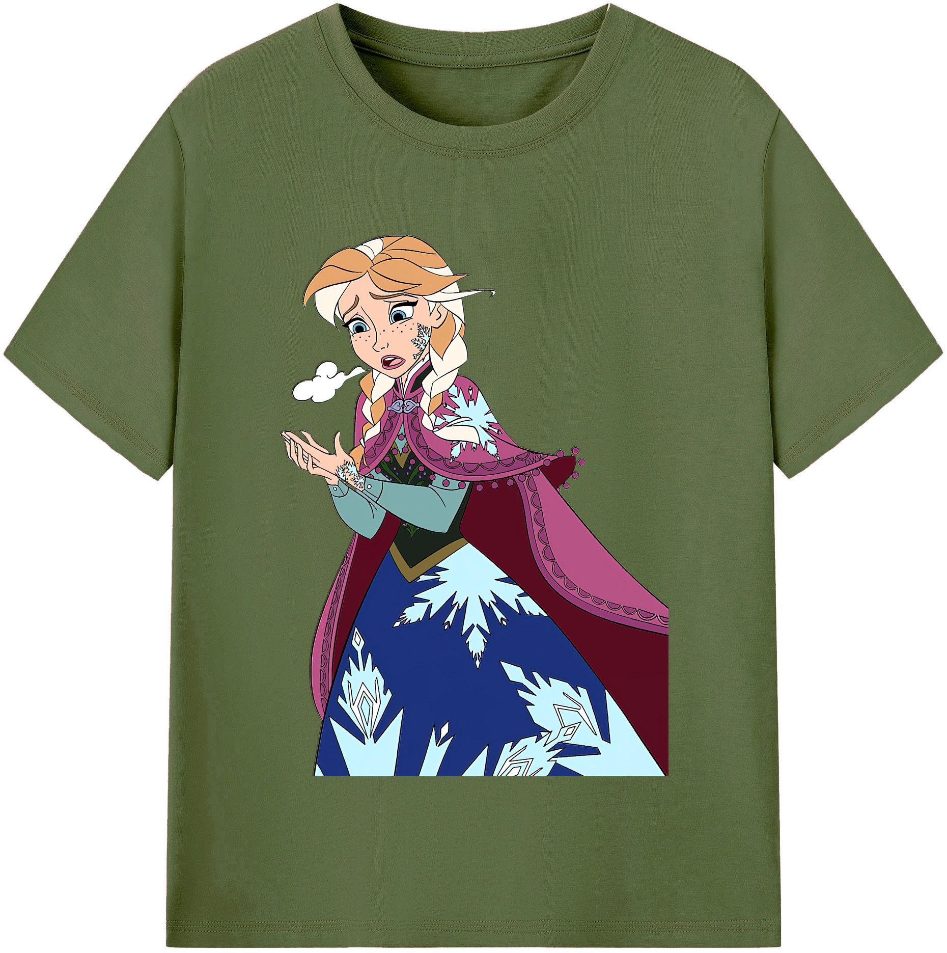 （画像用） アナと雪の女王 アンナ エルサ Frozen Anna Elsa 綿100％半袖Tシャツ（フロントプリント）